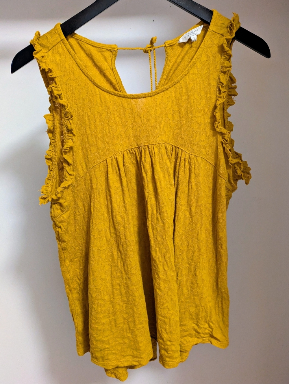Lucky Brand Mustard Yellow Ruffle Sleeve Tank Top